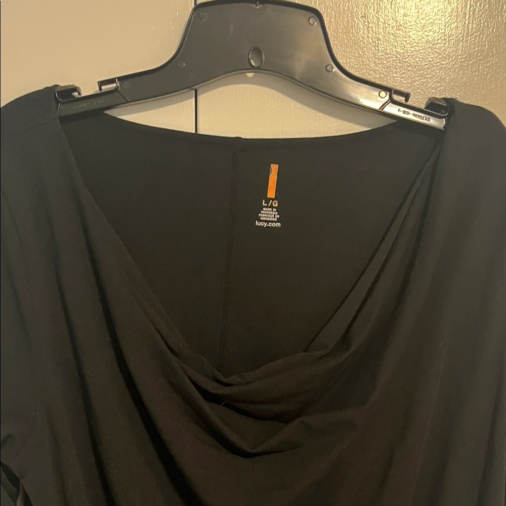 Lucy Classic Black Drape Long Sleeve Top